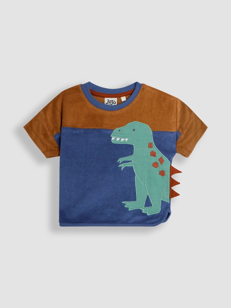 JoJo Maman Bébé Blue 2-Piece T-Rex Appliqué T-Shirt & Short Set - Image 2 of 5