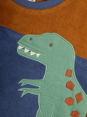 JoJo Maman Bébé Blue 2-Piece T-Rex Appliqué T-Shirt & Short Set - Image 3 of 5