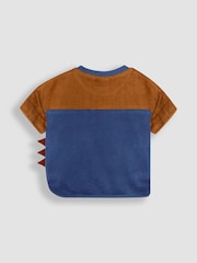 JoJo Maman Bébé Blue 2-Piece T-Rex Appliqué T-Shirt & Short Set - Image 4 of 5