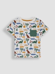 JoJo Maman Bébé Khaki Dino 2-Piece Printed T-Shirt & Short Set - Image 3 of 8