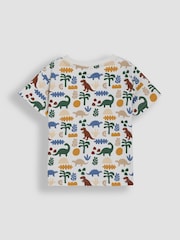 JoJo Maman Bébé Khaki Dino 2-Piece Printed T-Shirt & Short Set - Image 4 of 8