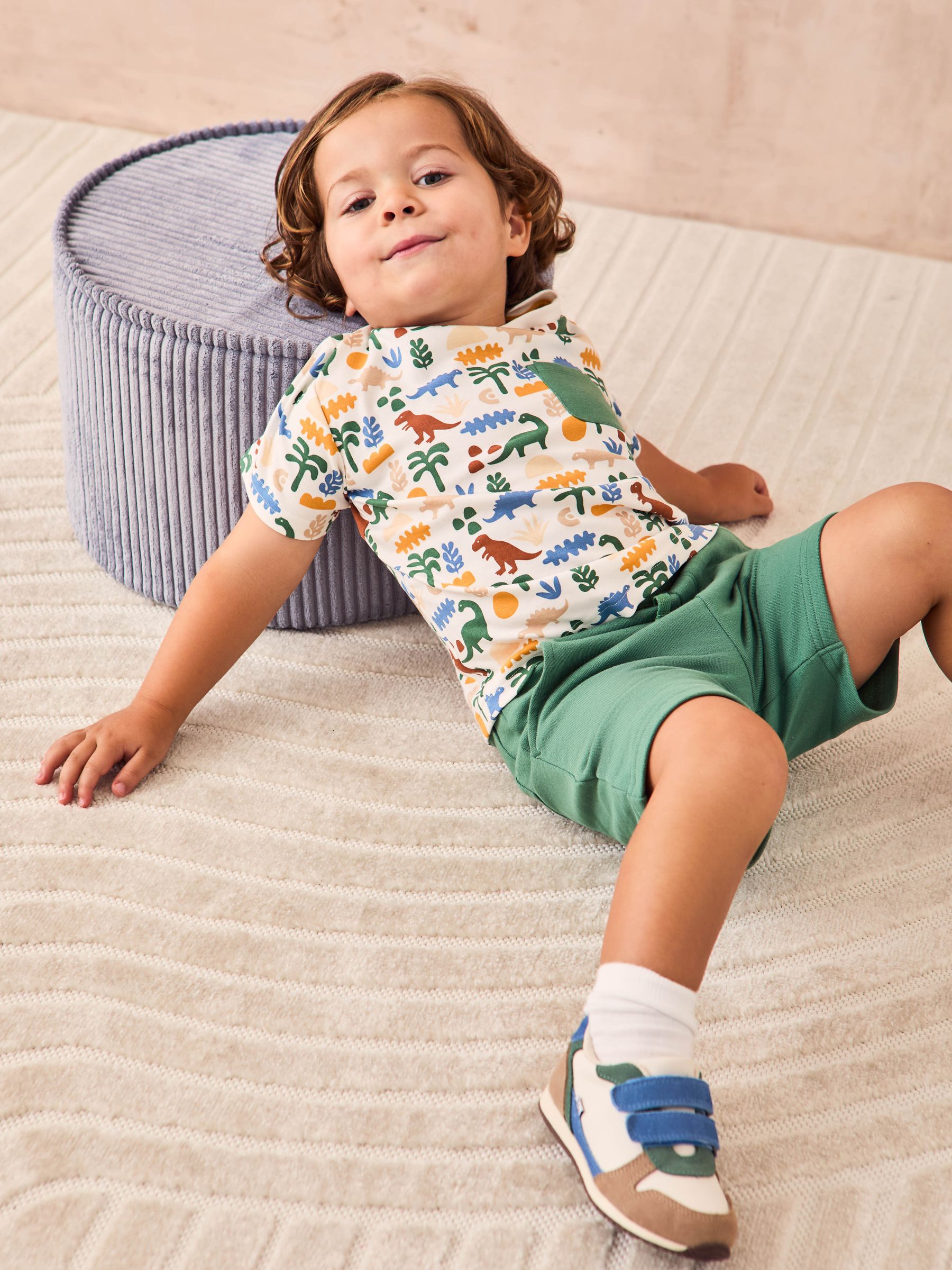 Buy JoJo Maman Bébé Khaki Dino 2-Piece Printed T-Shirt & Short Set