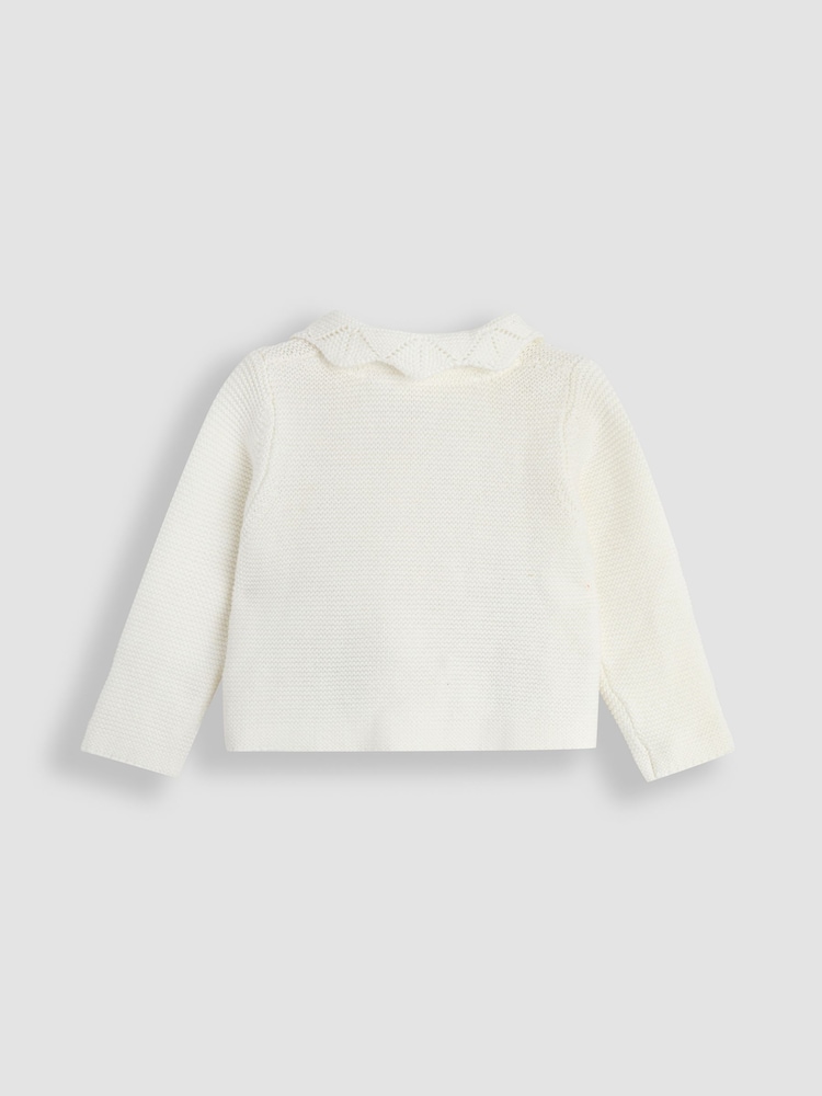 JoJo Maman Bébé Cream Flopsy Bunny Scallop Collar Cardigan - Image 2 of 3 JoJo Maman Bébé Cream Flopsy Bunny Scallop Collar Cardigan - Image 2 of 3