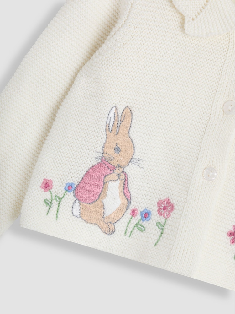 JoJo Maman Bébé Cream Flopsy Bunny Scallop Collar Cardigan - Image 3 of 3 JoJo Maman Bébé Cream Flopsy Bunny Scallop Collar Cardigan - Image 3 of 3