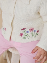 JoJo Maman Bébé Cream Flopsy Bunny Scallop Collar Cardigan - Image 5 of 6