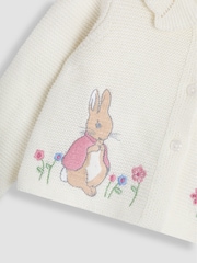 JoJo Maman Bébé Cream Flopsy Bunny Scallop Collar Cardigan - Image 6 of 6