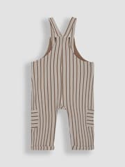JoJo Maman Bébé Stone Stripe 100% Cotton Dungarees & Top Set - Image 3 of 6