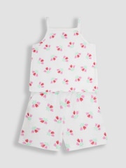 JoJo Maman Bébé Pink Ditsy Floral Towelling Vest & Shorts Set 2 Piece - Image 1 of 4
