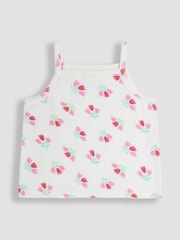 JoJo Maman Bébé Pink Ditsy Floral Towelling Vest & Shorts Set 2 Piece - Image 2 of 4