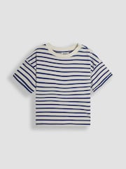 JoJo Maman Bébé Navy 2-Piece Dungarees & Stripe T-Shirt Set - Image 4 of 6