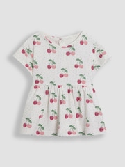 JoJo Maman Bébé Cream Cherry Drop Shoulder T-Shirts 2 Pack - Image 2 of 8