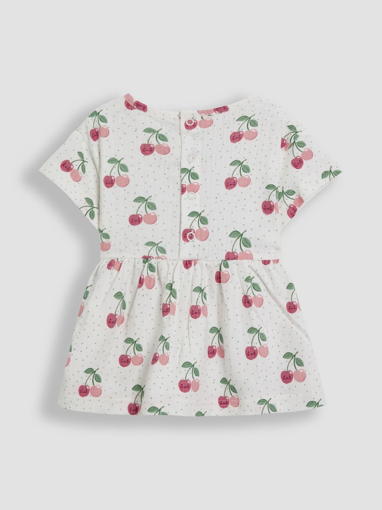 JoJo Maman Bébé Cream Cherry Drop Shoulder T-Shirts 2 Pack - Image 6 of 8