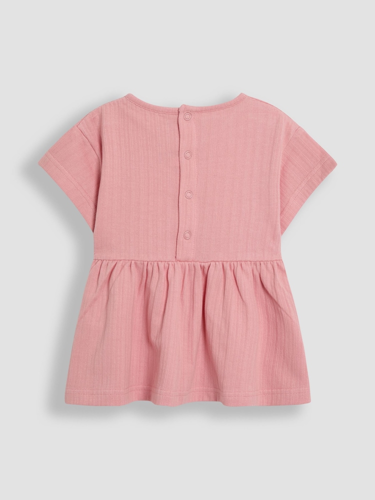 JoJo Maman Bébé Cream Cherry Drop Shoulder T-Shirts 2 Pack - Image 7 of 8