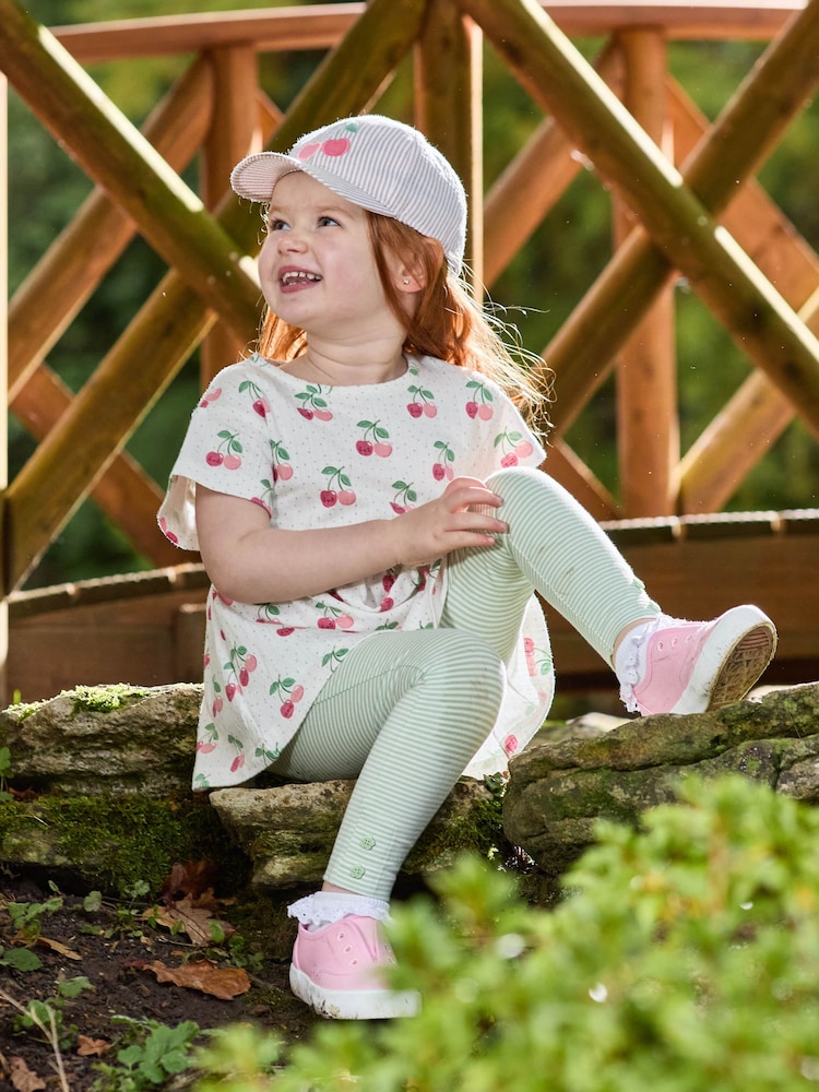 JoJo Maman Bébé Cream Cherry Drop Shoulder T-Shirts 2 Pack - Image 8 of 8