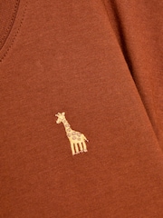 JoJo Maman Bébé Brown Giraffe Print 100% Cotton T-Shirt & Stripe Joggers Set 2 Piece - Image 6 of 10