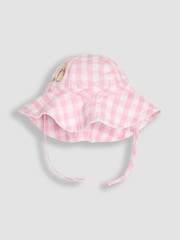 JoJo Maman Bébé Pink Gingham Flopsy Bunny Floppy Sun 100% Cotton Hat - Image 1 of 3