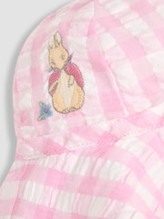 JoJo Maman Bébé Pink Gingham Flopsy Bunny Floppy Sun 100% Cotton Hat - Image 3 of 3