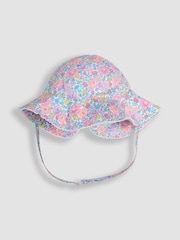 JoJo Maman Bébé White Floral Pretty Trim Sun 100% Cotton Hat - Image 2 of 3