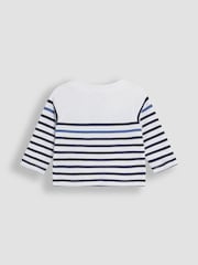 JoJo Maman Bébé White Whale 2-Piece Embroidered Top & Rib Leggings Set - Image 3 of 6
