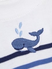 JoJo Maman Bébé White Whale 2-Piece Embroidered Top & Rib Leggings Set - Image 6 of 6