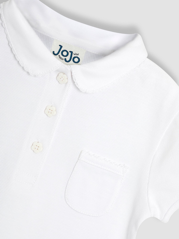 JoJo Maman Bébé White 3-Pack Polo Shirts - Image 4 of 4