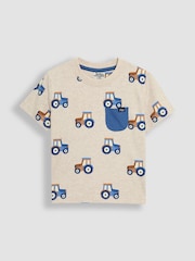 JoJo Maman Bébé Natural Tractor 2-Piece Printed T-Shirt & Short Set - Image 2 of 7