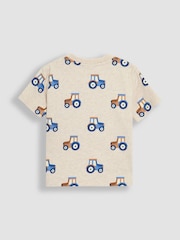 JoJo Maman Bébé Natural Tractor 2-Piece Printed T-Shirt & Short Set - Image 3 of 7