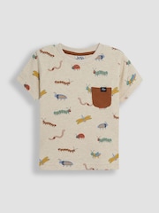 JoJo Maman Bébé Natural Bug 100% Cotton Printed T-Shirt & Shorts Set - Image 2 of 7