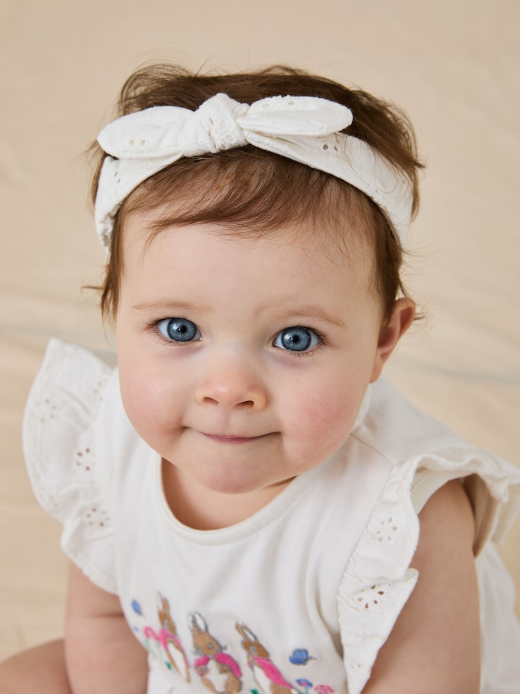JoJo Maman Bébé Pink Embroidered Flopsy Bunny Frill Broderie 100% Cotton Romper - Image 4 of 8