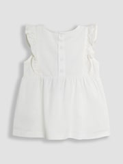 JoJo Maman Bébé Pink Embroidered Flopsy Bunny Frill Broderie 100% Cotton Romper - Image 7 of 8