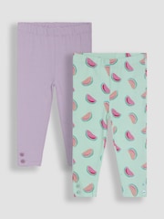 JoJo Maman Bébé Mint Green Watermelon Leggings 2 Pack - Image 1 of 5