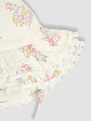 JoJo Maman Bébé White Floral Pretty Frill Sun Hat - Image 2 of 3