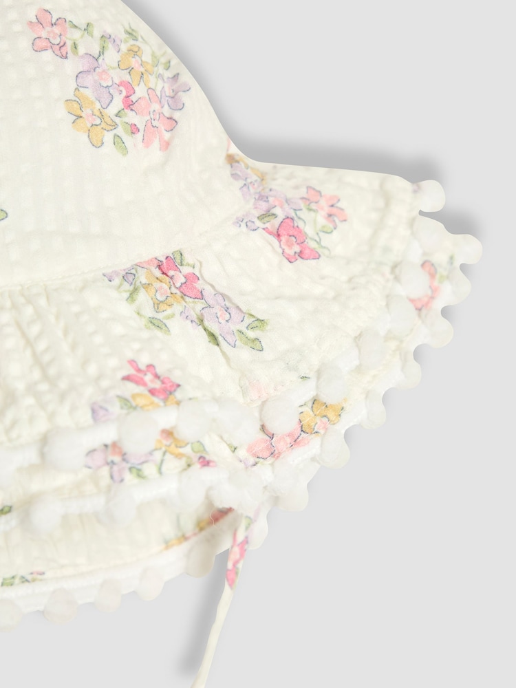 JoJo Maman Bébé White Floral Pretty Frill Sun Hat - Image 2 of 3