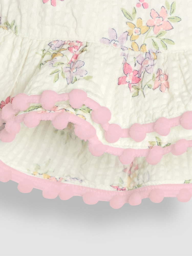 JoJo Maman Bébé White Floral Pretty Frill Sun Hat - Image 2 of 3 JoJo Maman Bébé White Floral Pretty Frill Sun Hat - Image 2 of 3
