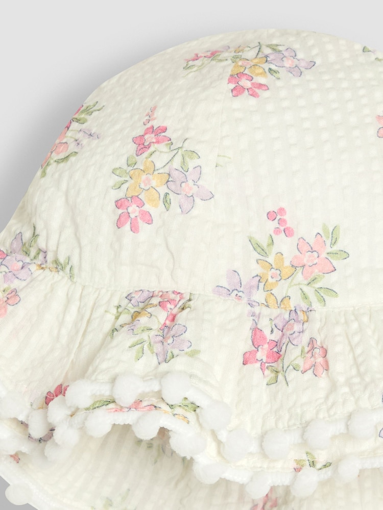 JoJo Maman Bébé White Floral Pretty Frill Sun Hat - Image 3 of 3