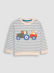 JoJo Maman Bébé Blue Tractor Appliqué Sweatshirt & Leggings Set - Image 2 of 7