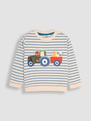 JoJo Maman Bébé Blue Tractor Appliqué Sweatshirt & Leggings Set - Image 3 of 7