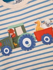 JoJo Maman Bébé Blue Tractor Appliqué Sweatshirt & Leggings Set - Image 7 of 7