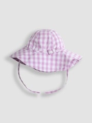 JoJo Maman Bébé Lilac Purple Gingham Floppy Sun Hat - Image 1 of 3