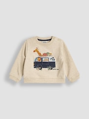 JoJo Maman Bébé Natural Safari Appliqué Sweatshirt & Leggings Set - Image 4 of 6