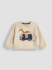 JoJo Maman Bébé Natural Safari Appliqué Sweatshirt & Leggings Set - Image 5 of 6