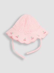 JoJo Maman Bébé Pink Cherry Scalloped Floppy Sun Hat - Image 1 of 3
