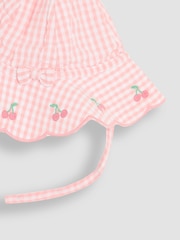 JoJo Maman Bébé Pink Cherry Scalloped Floppy Sun Hat - Image 2 of 3