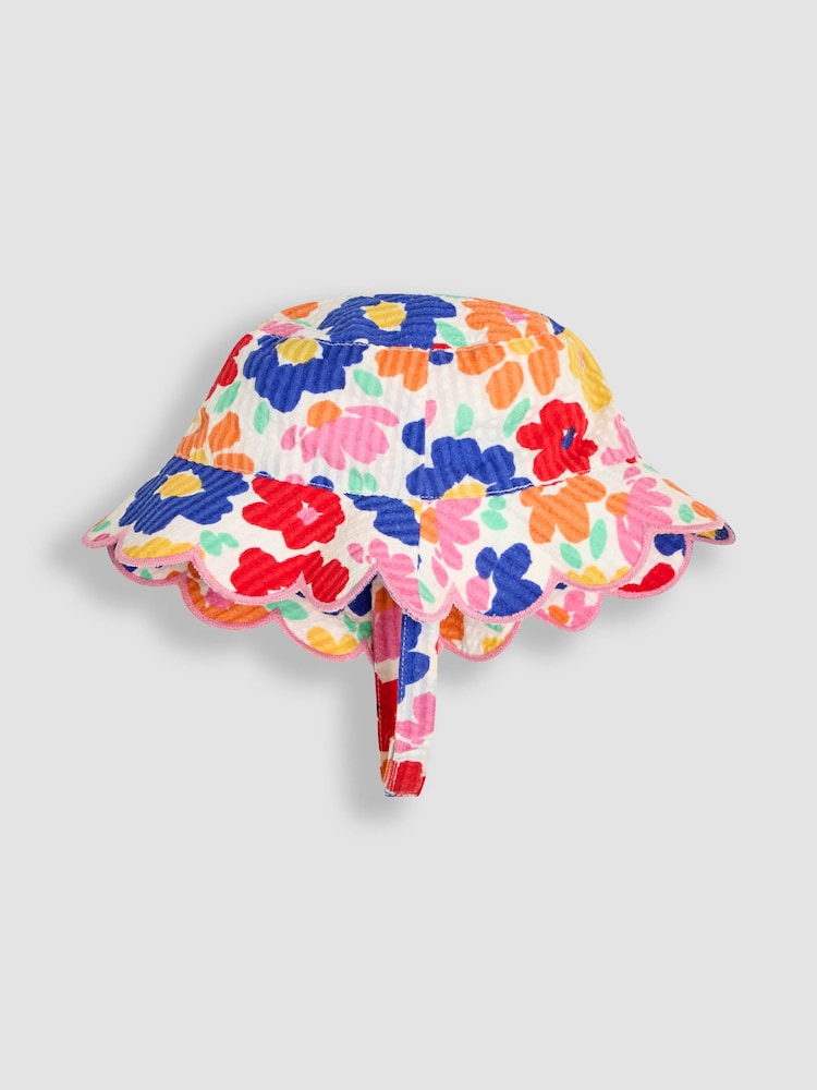 JoJo Maman Bébé Fucshia Floral Scalloped Pretty Sun Hat - Image 1 of 3