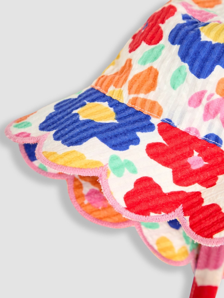 JoJo Maman Bébé Fucshia Floral Scalloped Pretty Sun Hat - Image 3 of 3