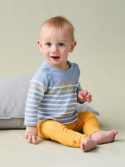 JoJo Maman Bébé Blue Duck 2-Piece Embroidered Top & Rib Leggings Set - Image 2 of 8