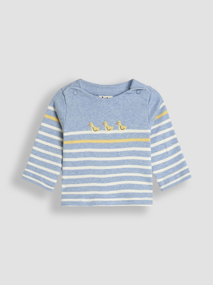 JoJo Maman Bébé Blue Duck 2-Piece Embroidered Top & Rib Leggings Set - Image 2 of 8
