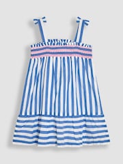 JoJo Maman Bébé Blue Stripe Smocked Bodice Pretty Sun Dress - Image 2 of 2