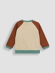 JoJo Maman Bébé Natural Dino Appliqué Sweatshirt & Cargo Joggers Set - Image 3 of 6