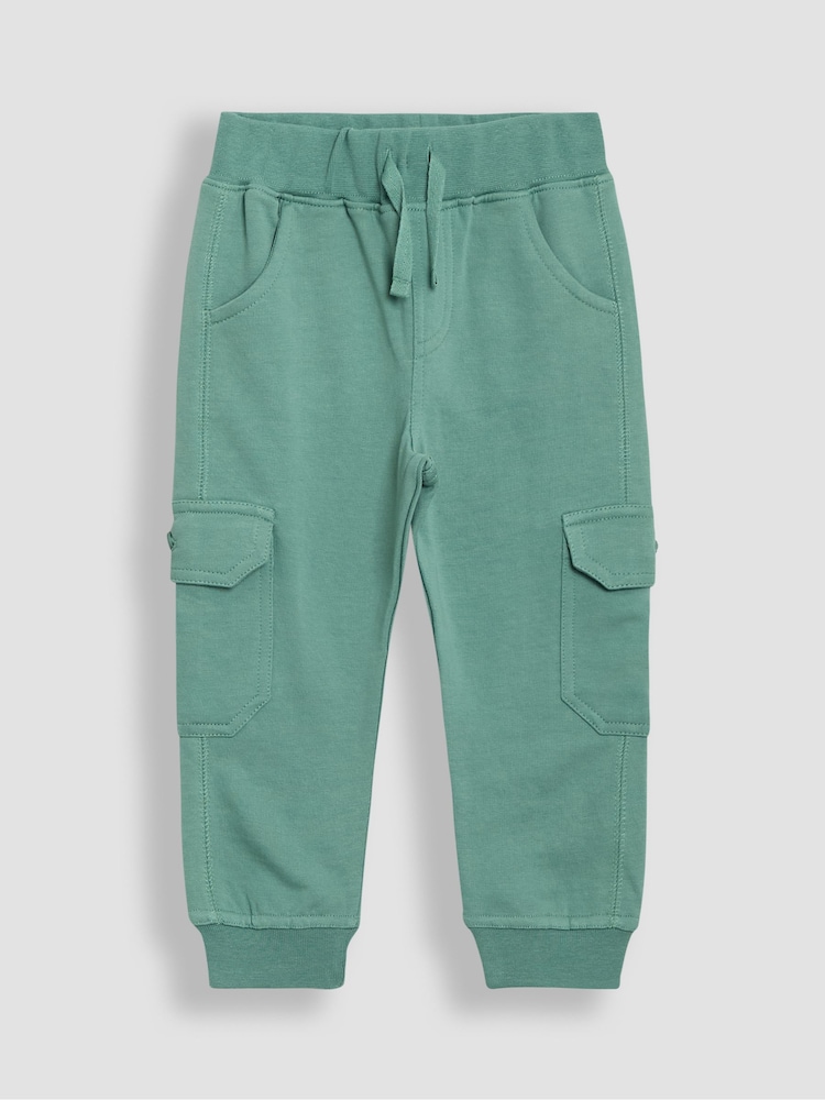 JoJo Maman Bébé Natural Dino Appliqué Sweatshirt & Cargo Joggers Set - Image 4 of 6